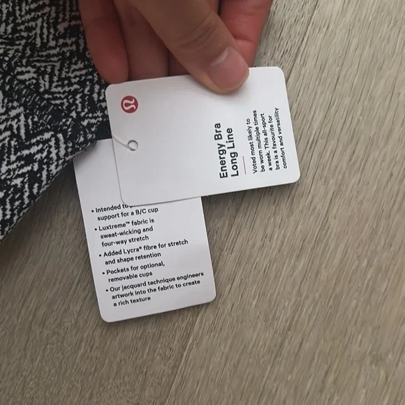 energy bra longline scattered herringbone black white size